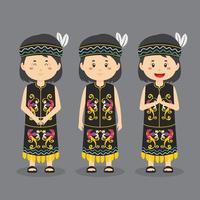 Dayak Indonesian Character with Various Expression vector