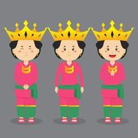 Jambi Indonesia Character with Various Expression vector