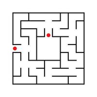 Black abstract square maze with a place for your image. An interesting and useful game for kids. A simple flat vector illustration isolated on a white background.