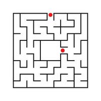 Black abstract square maze with a place for your image. An interesting and useful game for kids. A simple flat vector illustration isolated on a white background.