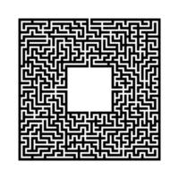 Black abstract square maze with a place for your image. An interesting and useful game for kids. A simple flat vector illustration isolated on a white background.