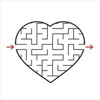 Abstract heart shaped labyrinth. Game for kids. Puzzle for children. One entrances, one exit. Maze conundrum. Simple flat vector illustration isolated on white background.