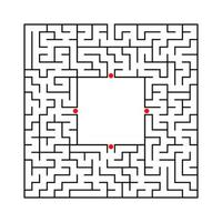 Black abstract square maze with a place for your image. An interesting and useful game for kids. A simple flat vector illustration isolated on a white background.