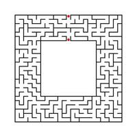 Black abstract square maze with a place for your image. An interesting and useful game for kids. A simple flat vector illustration isolated on a white background.