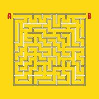 Abstract square maze. Game for kids. Puzzle for children. One entrances, one exit. Labyrinth conundrum. Simple flat vector illustration isolated on color background.