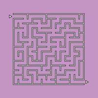 Abstract square maze. An interesting and useful game for kids. Children's puzzle with one entrance and one exit. Labyrinth conundrum. Simple flat vector illustration isolated on color background.