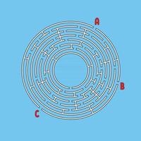 Abstract round maze. Game for kids. Children's puzzle. Many entrances, one exit. Labyrinth conundrum. Simple flat vector illustration isolated on color background. With place for your image.