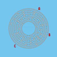 Abstract round maze. Game for kids. Children's puzzle. Many entrances, one exit. Labyrinth conundrum. Simple flat vector illustration isolated on color background. With place for your image.