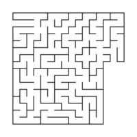 Abstract square maze with entrance and exit. An interesting and useful game for children. Simple flat vector illustration isolated on white background. With a place for your drawings.