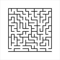 Abstract square maze. Game for kids. Puzzle for children. One entrances, one exit. Labyrinth conundrum. Simple flat vector illustration isolated on white background.