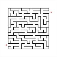 Black square maze. An interesting and useful game for kids. Children's puzzle with one entrance and one exit. Labyrinth conundrum. Simple flat vector illustration isolated on white background.