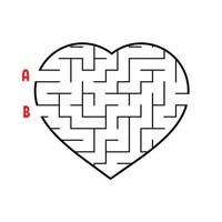 Labyrinth in the shape of a heart. Game for kids. Puzzle for children. Find the right way. Maze conundrum. Flat vector illustration isolated on white background.