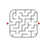 Abstract square maze. Easy level of difficulty. Game for kids. Puzzle for children. One entrances, one exit. Labyrinth conundrum. Flat vector illustration isolated on white background.