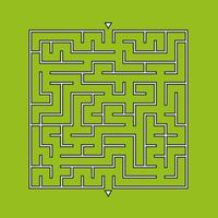 Abstract square maze. An interesting and useful game for kids. Children's puzzle with one entrance and one exit. Labyrinth conundrum. Simple flat vector illustration isolated on color background.