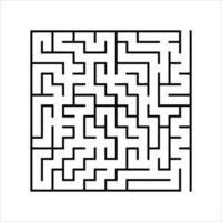 Abstract square maze. Game for kids. Puzzle for children. One entrances, one exit. Labyrinth conundrum. Simple flat vector illustration isolated on white background.