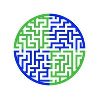 Color round maze. Painted in different colors. Game for kids and adults. Puzzle for children. Labyrinth conundrum. Flat vector illustration isolated on white background.