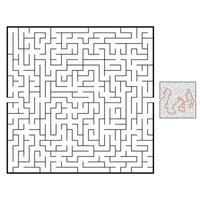 Abstract square maze. Game for kids. Puzzle for children. Labyrinth conundrum. Black flat vector illustration isolated on white background. With answer.