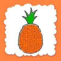 Maze pineapple. Game for kids. Puzzle for children. Cartoon style. Labyrinth conundrum. Color vector illustration. The development of logical and spatial thinking.