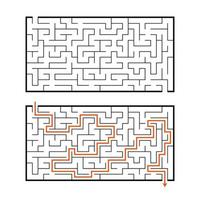 Abstract rectangular maze. Game for kids. Puzzle for children. Labyrinth conundrum. Flat vector illustration isolated on white background. With the answer.