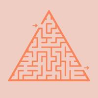 Abstract triangular labyrinth. Game for kids. Puzzle for children. One entrance, one exit. Labyrinth conundrum. Flat vector illustration isolated on color background.