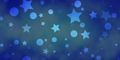 Light Blue, Red vector background with circles, stars.