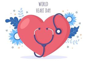 World Heart Day Illustration To Make People Aware The Importance Of Health, Care And Prevention Various Diseases vector