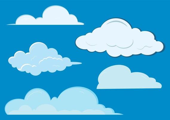 Set of Cloud Icon on a Blue Background For Additional to Your Design