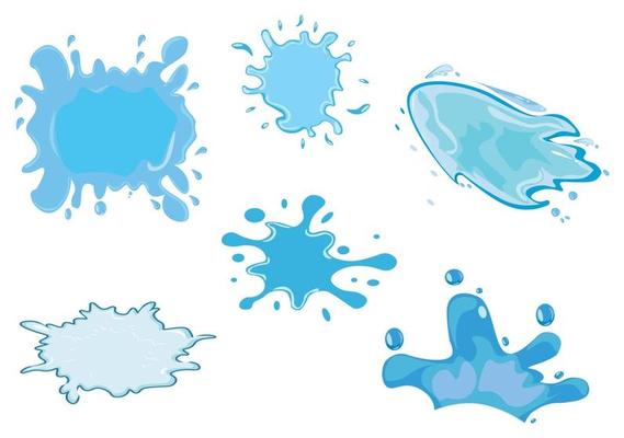 Set of Water Drop and Splash of Sparkling Blue Icon Illustration