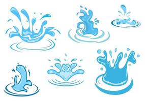 Set of Water Drop and Splash of Sparkling Blue Icon Illustration vector