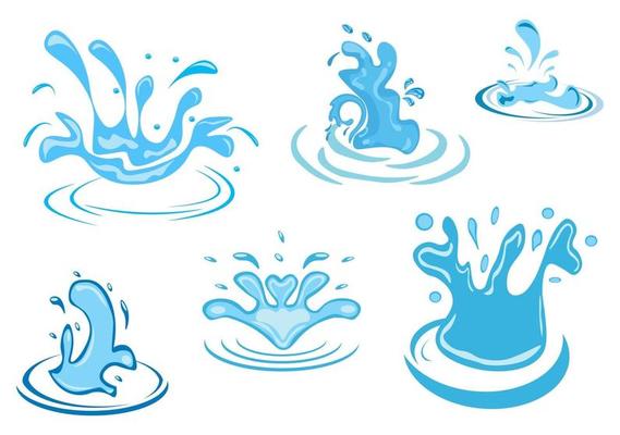 Set of Water Drop and Splash of Sparkling Blue Icon Illustration