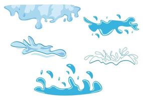 Set of Water Drop and Splash of Sparkling Blue Icon Illustration vector