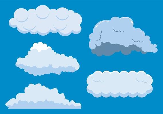 Set of Cloud Icon on a Blue Background For Additional to Your Design