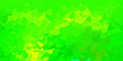 Light green, yellow vector backdrop with chaotic shapes.