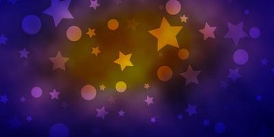 Dark Blue, Red vector texture with circles, stars.