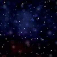 Dark Blue, Red vector background with circles, stars.