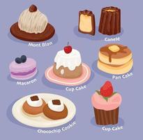 Sweet dessert bakery menu. vector