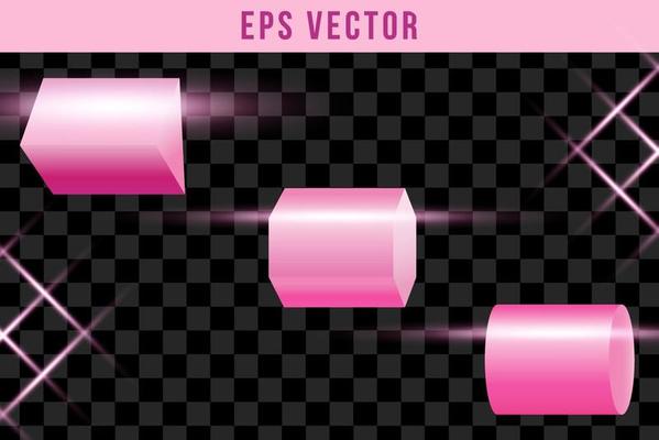 Set 3D shape purple shapes pink shine eps vector