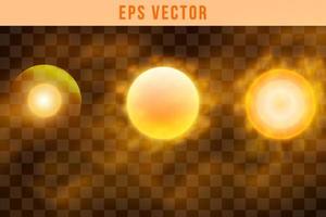 3D Shapes set eps vector orange colour glow sun shape object