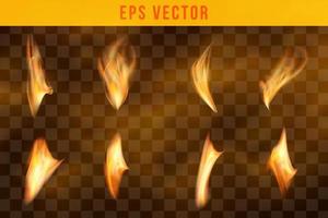 Fire set realistic effect eps vector editable glow shine fires isolated object