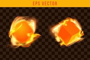 Fire set realistic effect eps vector editable glow shine fires isolated object