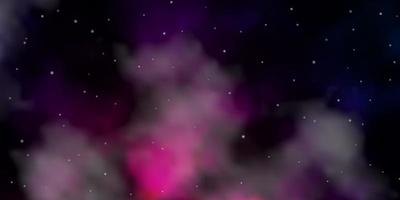 Dark Purple vector template with neon stars.