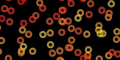 Dark orange vector pattern with coronavirus elements.