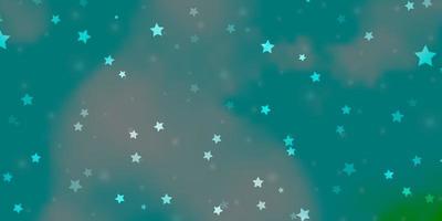 Light Blue, Green vector pattern with abstract stars.