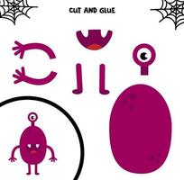 Cut and glue. Hallowen monster. Game for kids. Create your own monster. vector