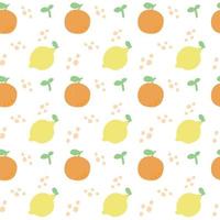 Seamless pattern with fruits. Lemon and orange pattern on a white background. vector