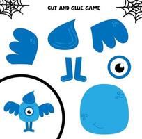 Cut and glue. Hallowen monster. Game for kids. Create your own monster. vector