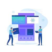 Ilustración plana del concepto de programador nativo react vector