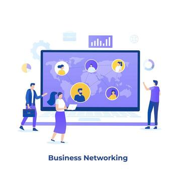 Ilustración plana del concepto de redes empresariales vector