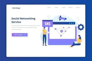 Social networking service illustration landing page concept vector