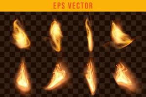 fuego set efecto realista eps vector editable resplandor brillar incendios objeto aislado